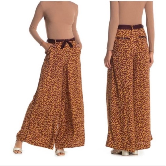 Free People Brown Bennie Leopard Palazzo Pants - Picture 5 of 14